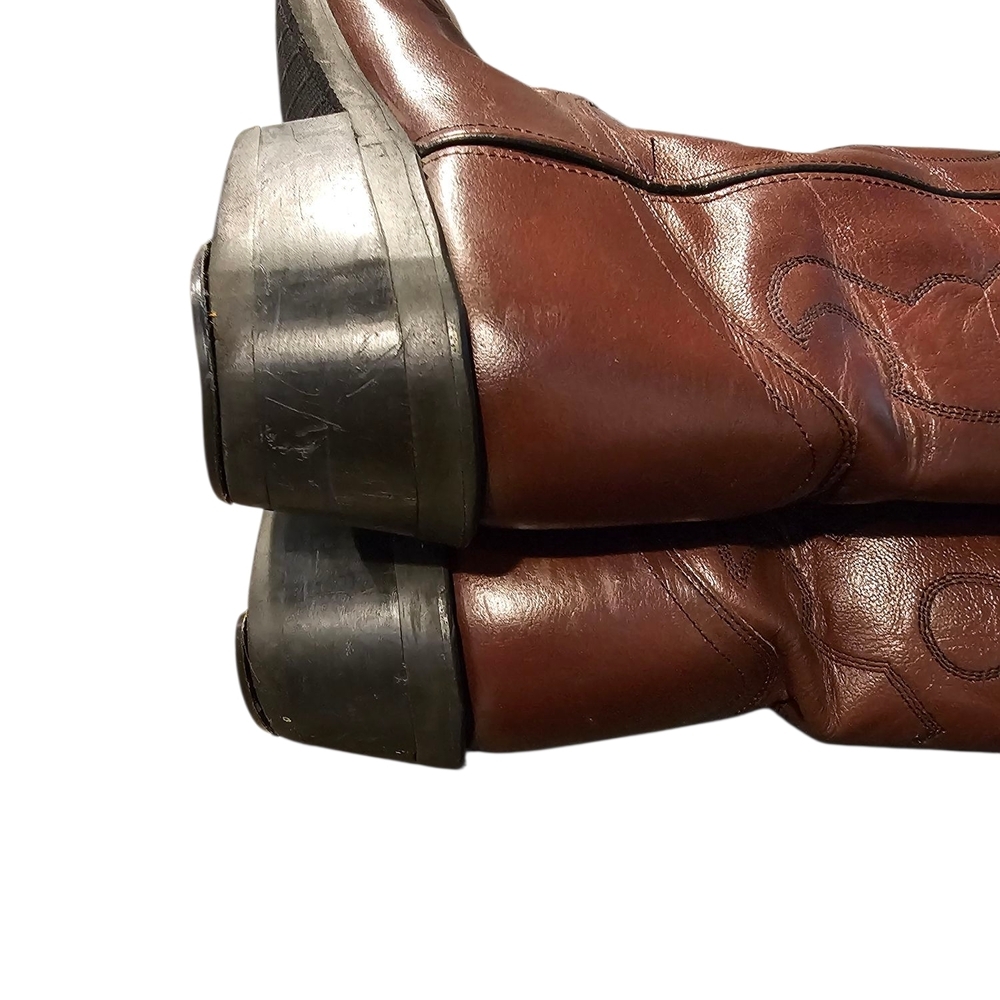Old West Brown Cowboy Boots Classic Western Style - Picture 4 of 4